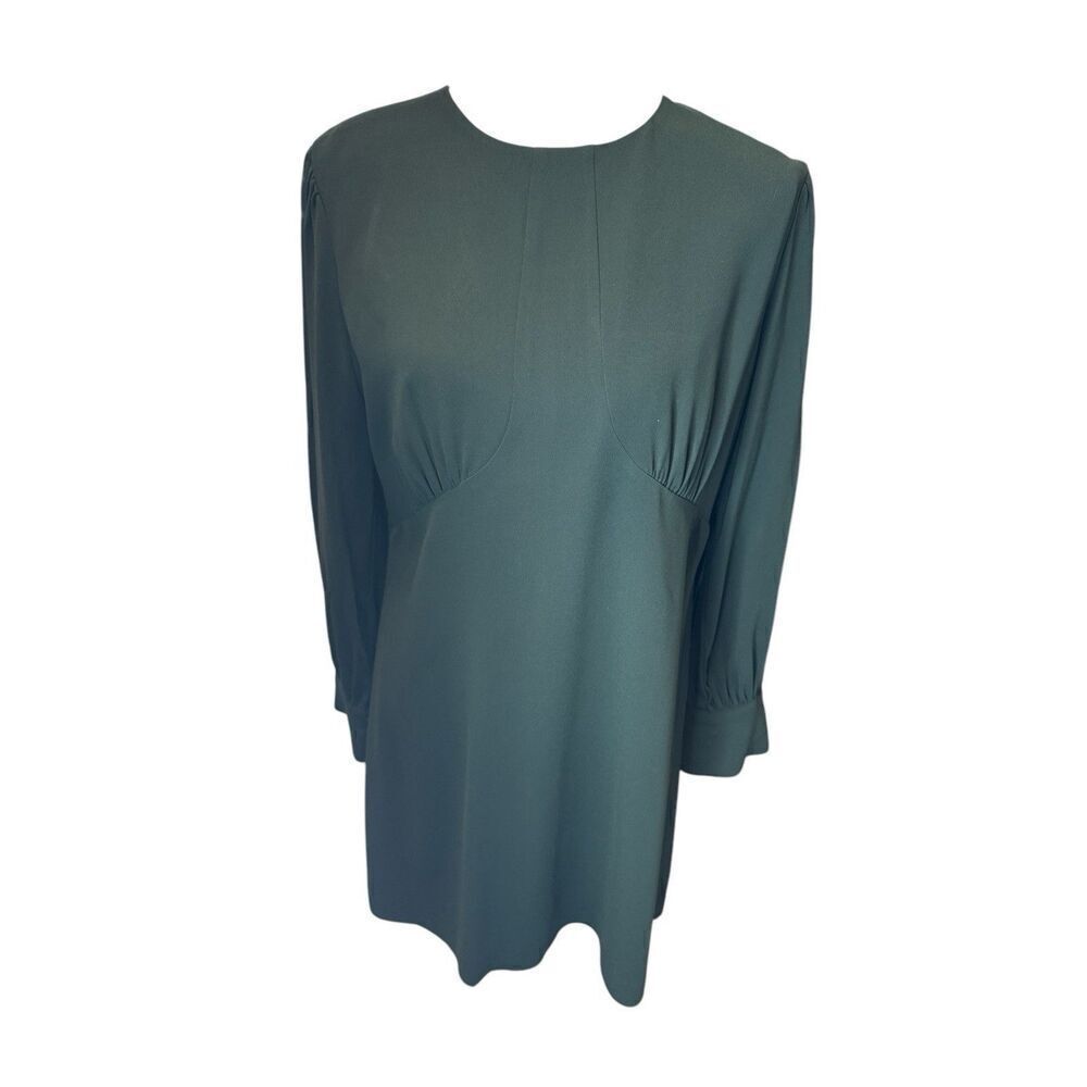 REISS Analise Seam Detail Crepe Dress in DeepโGreen Sz 10